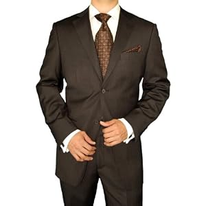 Modern Signature Collection Italian Fit Mens Suit Italian Merino Wool 140s Two Button Jacket Plus...