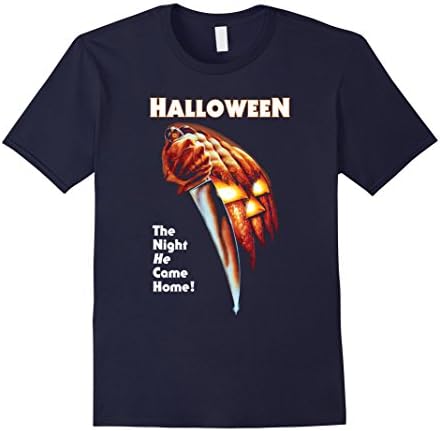Men's Halloween T-shirt - The Night Micheal He Come Home My-ers Large Navy