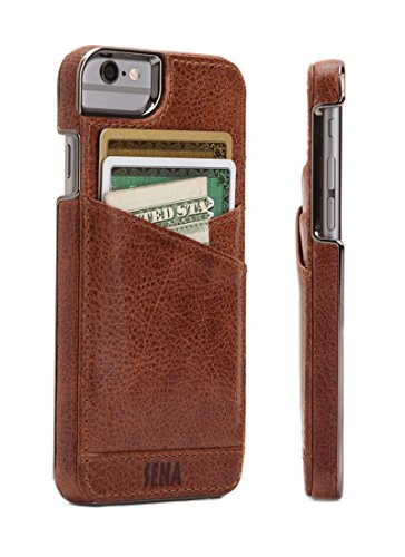 Sena Lugano Wallet, Leather wallet snap on case for iPhone 6 PLUS / 6s PLUS - Cognac