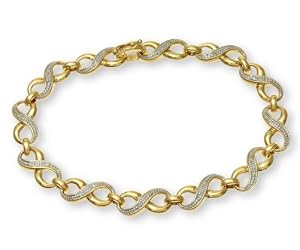 Ladies' Diamond Bracelet, 9ct Yellow Gold, Pave Setting 0.15 Carat Diamond Weight, Model PBC1178