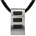 Jewelry : Fashion Savvy: Designer Inspired Rectangular Titanium Brushed Finish and Rubber-inlay Pendant on a Black Cord for Men
