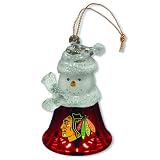 Pack of 3 NHL Chicago Blackhawks Snowman Bell Christmas Ornaments 2.5"