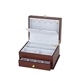 Reed & Barton Lucie Single Draw Jewelry Chest, Dark Cherry Finish, 10.3 by 7-3/4 by 6.1