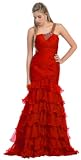 Prom One Shoulder Long Tiered Skirt Dress Gown #2809