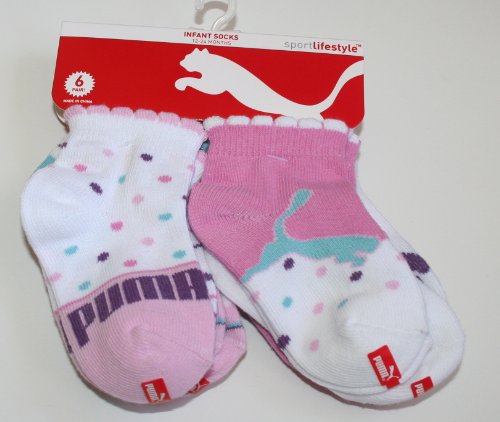 Puma Girl Baby/Infant Socks 6 Pair Size: 12-24 - Multi-Color-Print