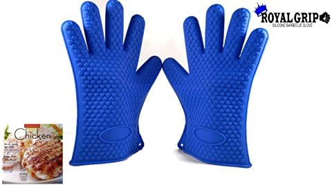 {3 Piece Bundle} - Heat Resistant Silicone Barbecue Grilling Gloves + Foods We Love Recipe Book (Chicken)