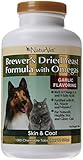 NaturVet 1000 Count Brewer's Dried Yeast Formula with Omegas Tablets for Dogs and Cats