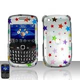 Colorful Stars Snap on Design Case Hard Case Skin Cover Faceplate for Blackberry Curve 8520 8530 + Film