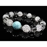 送料無料*天然石パワーストーンブレスレット・上質大粒ラリマーとクラック水晶ブレス 癒しと浄化