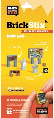 BrickStix Glow-in-the-Dark Dino Lab Reusable Stickers