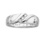 Jewelry : 3 Diamond Men's Ring 1/4 ct. in 14K White Gold