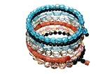 Glass Beads, Acrylic, Coral, Steel Wire. Turquoise, Gold, and Rose.