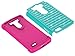 LG G3 Case, RANZ® Hot Pink/Teal Spot Diamond Studded Bling Crystal Rhinestone Dual Layer Hybrid Cover Silicone Rubber Skin Hard Case For LG G3