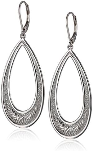 ELLE Jewelry "Ambrosia" Sterling Silver Drop Hoop Earrings