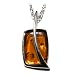 Sterling Silver Honey Amber Pendant, 18"