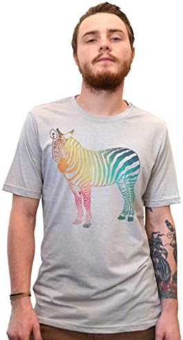 Artisan Tees Men's Geometric Abstract Zebra Vintage Style T-Shirt Large Grey