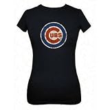 Chicago Cubs Black Woman's Vintage Crew Neck T-Shirt by 5th & Ocean
