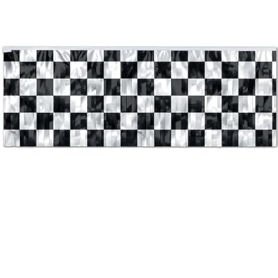 Beistle 55486 Flame Resistant Metallic Checkered Fringe Banner, 14 by 4-Feet