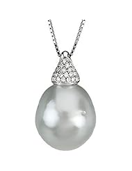 14K White Gold Paspaley South Sea Cultured Fashion Circle Pearl and Diamond Necklace - 15.00mm -- LIFETIME WARRANTY