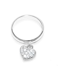 Bling Jewelry Sterling Silver Pave Heart Charm Ring
