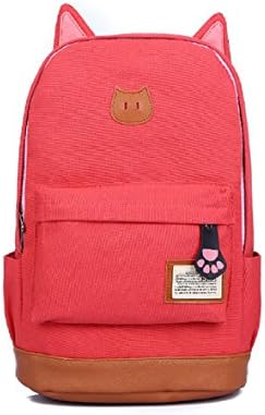 Nasis sweet cat ear design school style Women Lady Girl backpack for school camping trip Laptop Multi-function Bag Canvas AL5001 (watermelon)