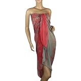 Polyester Vintage Style Wild Rose Garden Two Tone Sheer Long Scarf Shawl Sarong - Various Colors