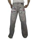 New Ecko Unlimited Mens Washed Grey Baggy Fit Denim Jeans (0302201901897)