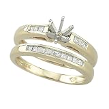 14K Yellow Gold 1/4 ct. Princess Cut Diamond Semi Mount Engagement Set