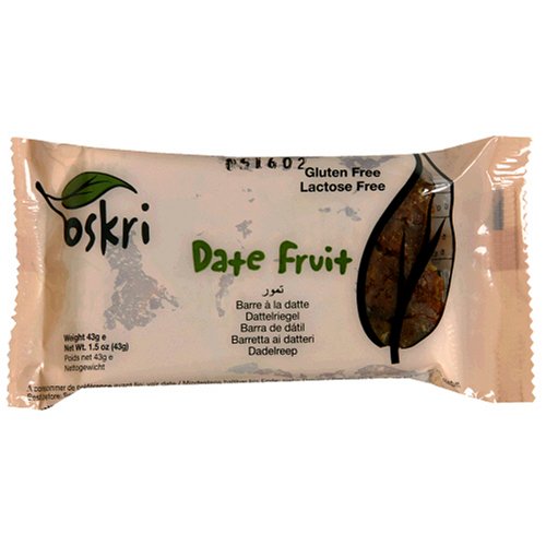 Oskri Date Fruit Bar, Gluten Free, 1.5-Ounce Bars (Pack of 20)