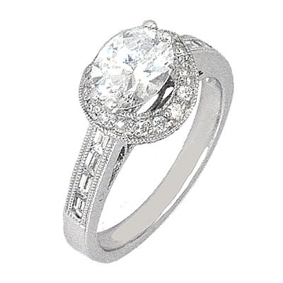 0.66 Vintage Inspired Engagement Ring Setting in 18k White Gold