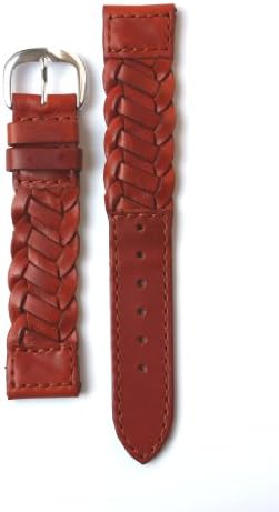 16mm Tan Italian Handmade Braid Calfskin Leather Watchband with Nubuck Lining and S/S Buckle