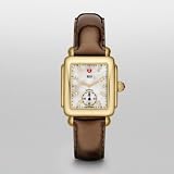 MICHELE Deco 16 Gold White Diamond Dial Espresso Patent Watch
