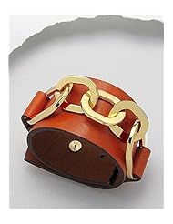Orange Leather Bracelet In White Base