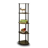 Furinno 99811EX/BK 5-Tier Corner Rack Display Shelf, Dark Espresso