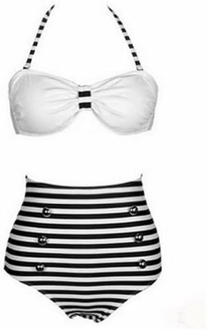 New Touching Retro 55s Pin up Rockabilly Vintage High Waist Bikini Swimwear Swimsuits