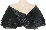 Sheer Black Organza Lightweight Evening Wrap Capelet for Prom Wedding Bride