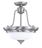Nuvo Lighting 60/2559 Glenwood 3-Light Semi-Flush Dome with Satin White Glass, Brushed Nickel