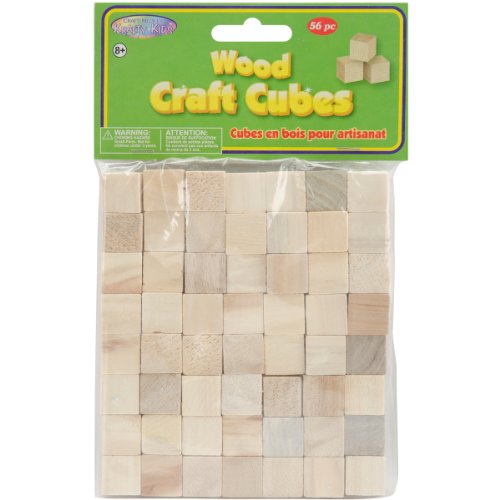Craftwood 5/8-Inch Natural Wooden Cubes, 56-Pack