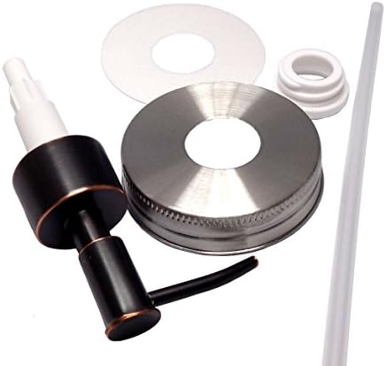 Rust Resistant Stainless Steel Mason Jar Lid with Metal Pump (Oil-Rubbed)