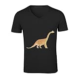 Diplodocus Dinosaur Toy Watercolors Men V Neck Graphic T-shirt Black