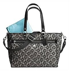 Coach Chelsea Signature Op Art Baby Diaper Multifunction Laptop Business Bag Purse Tote 17177 Black Grey