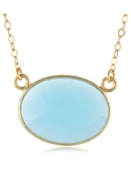 Gold over Silver Bezel Center Chain Necklace, 16"+2" Extender