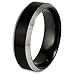 Beveled Edge Black Plated Polished Tungsten Carbide Ring (7.0mm) - Sizes 6 - 13