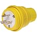Woodhead 26W47 Watertite Wet Location Locking Blade Plug, 3 Wires, 2 Poles, NEMA L5-20 Configuration, Yellow, 20A Current, 125V Voltage