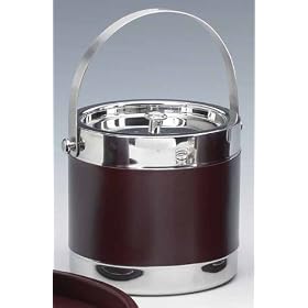 Kraftware 51007 Burgundy Stitched 2.5 Quart. Ice Bucket with Metal Cover and Chrome Bale... by Kraftware