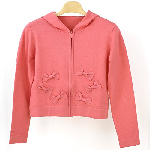 （ギャラリービスコンティ）GALLERY VISCONTI　共リボン飾りのフード付ニットカーディガン