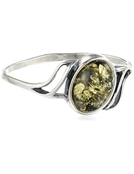 Sterling Silver Green Amber Small Oval Ring