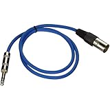 Seismic Audio - SATRXL-M3 - Blue 3' XLR Male to 1/4" TRS Patch Cable