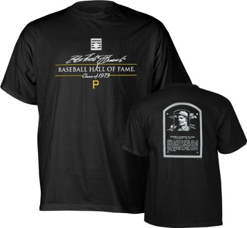 Roberto Clemente Pittsburgh Pirates Black Hall Of Fame Plaque T-Shirt