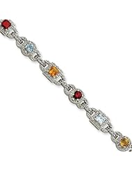 Sterling Silver Rainbow Semi-Precious & Cz Bracelet